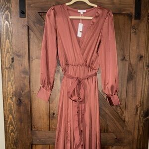 Baltic Born | Lydia Maxi Dress | Mauve Long Sleeve V-Neck Gown
